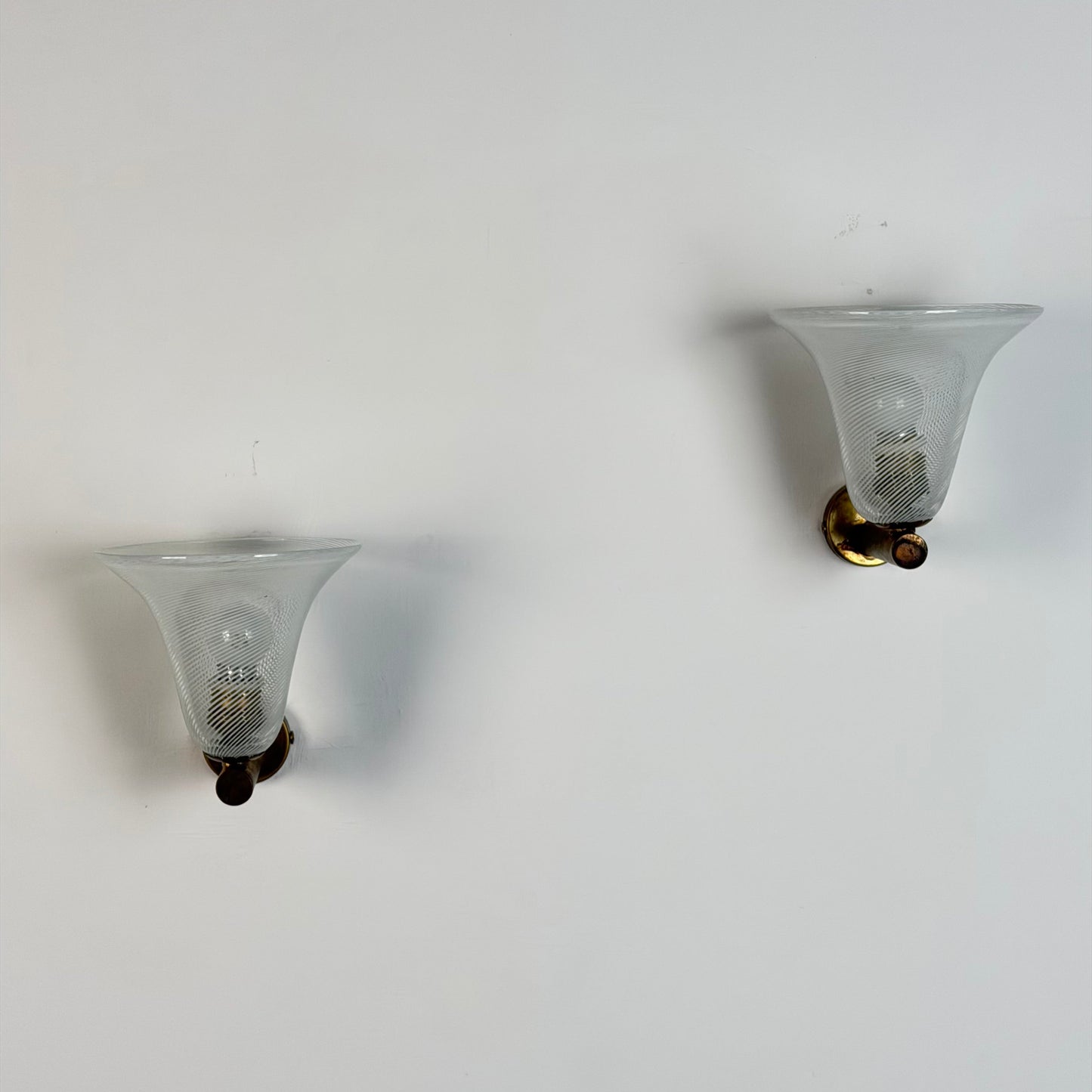 Pair of Wall Sconces "Torcello" Attributed to Carlo Scarpa for Venini, 1940s Sconces
