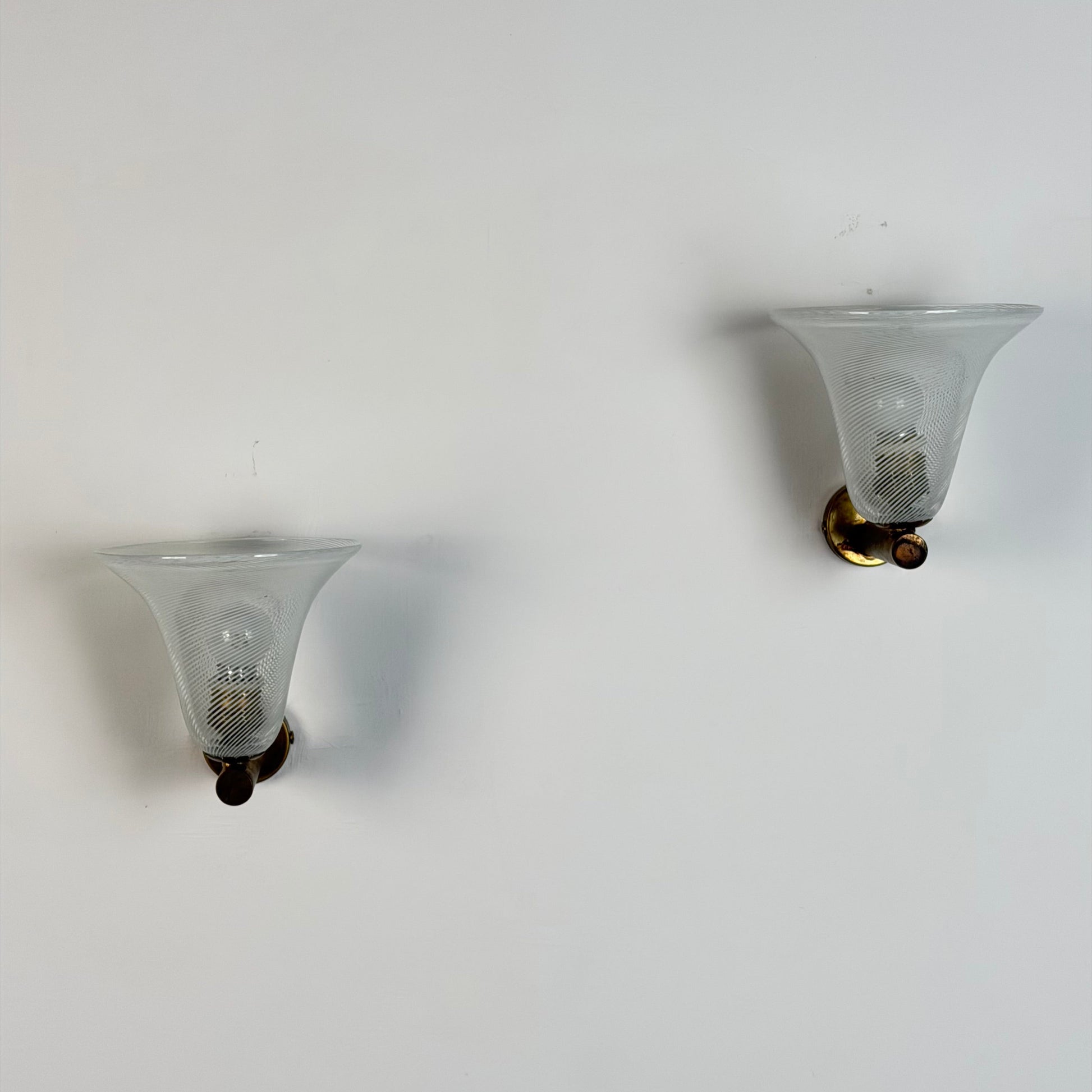 Pair of Wall Sconces "Torcello" Attributed to Carlo Scarpa for Venini, 1940s Sconces