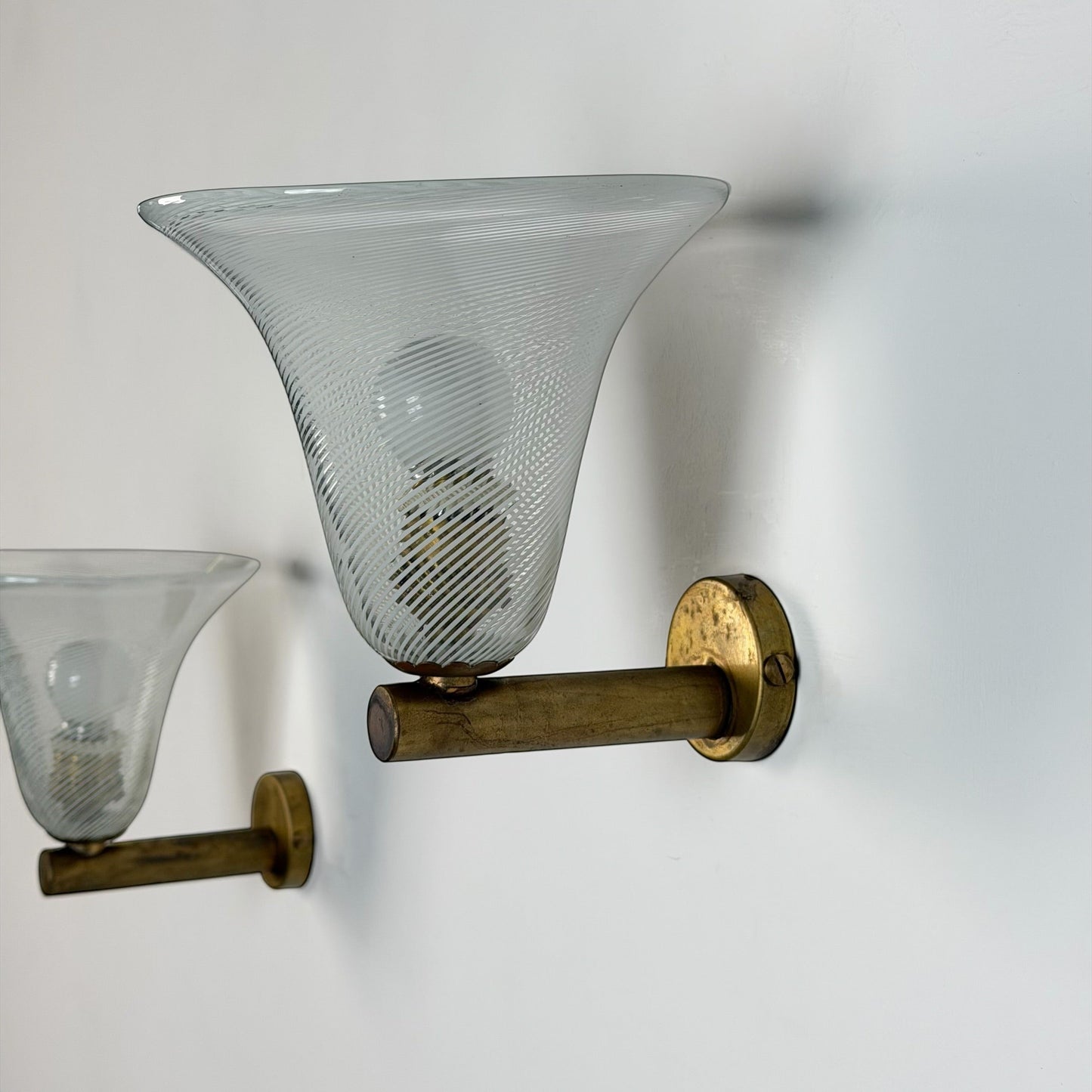 Pair of Wall Sconces "Torcello" Attributed to Carlo Scarpa for Venini, 1940s Sconces