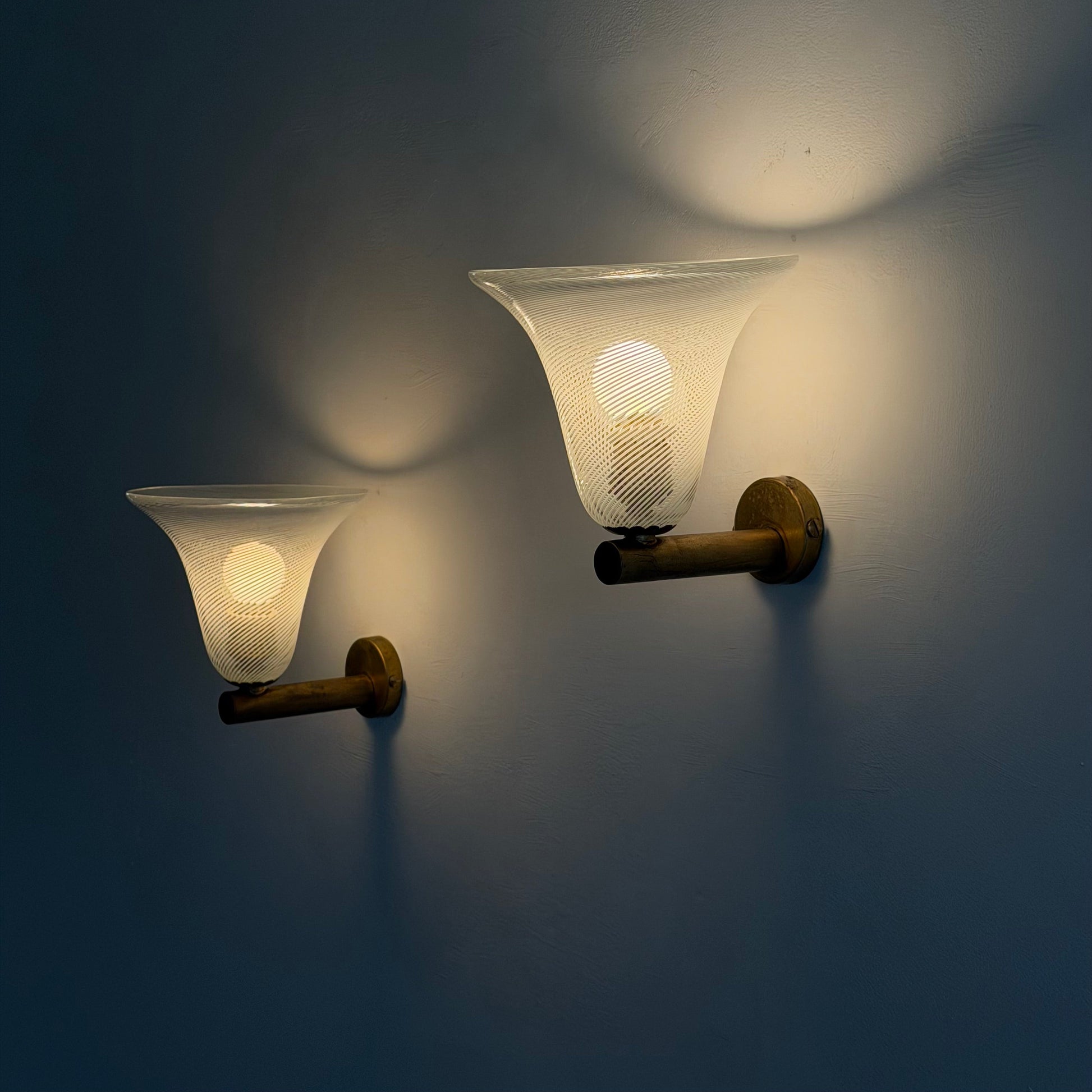 Pair of Wall Sconces "Torcello" Attributed to Carlo Scarpa for Venini, 1940s Sconces