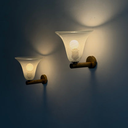 Pair of Wall Sconces "Torcello" Attributed to Carlo Scarpa for Venini, 1940s Sconces
