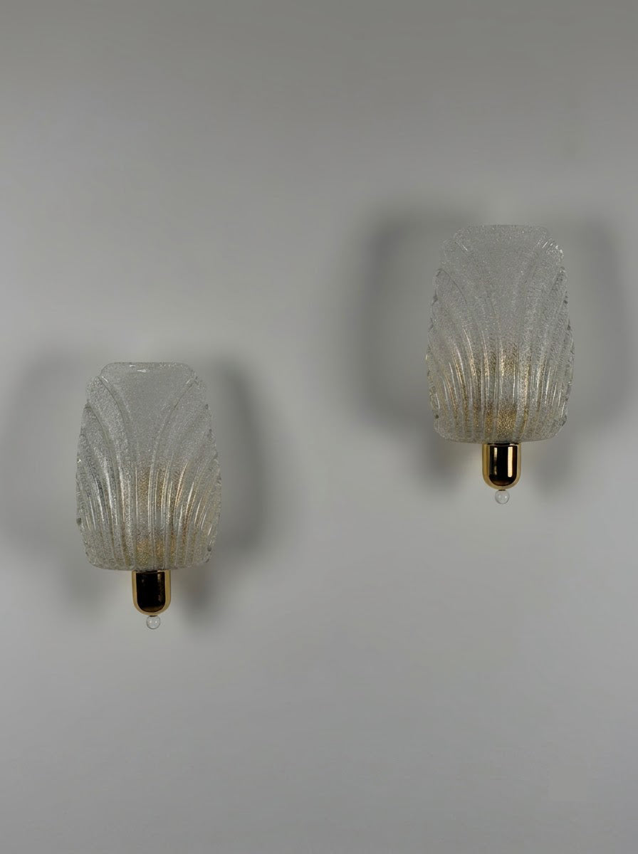 Pair of Wing Murano Glass Wall Sconces by Barovier & Toso, 1980s Sconces