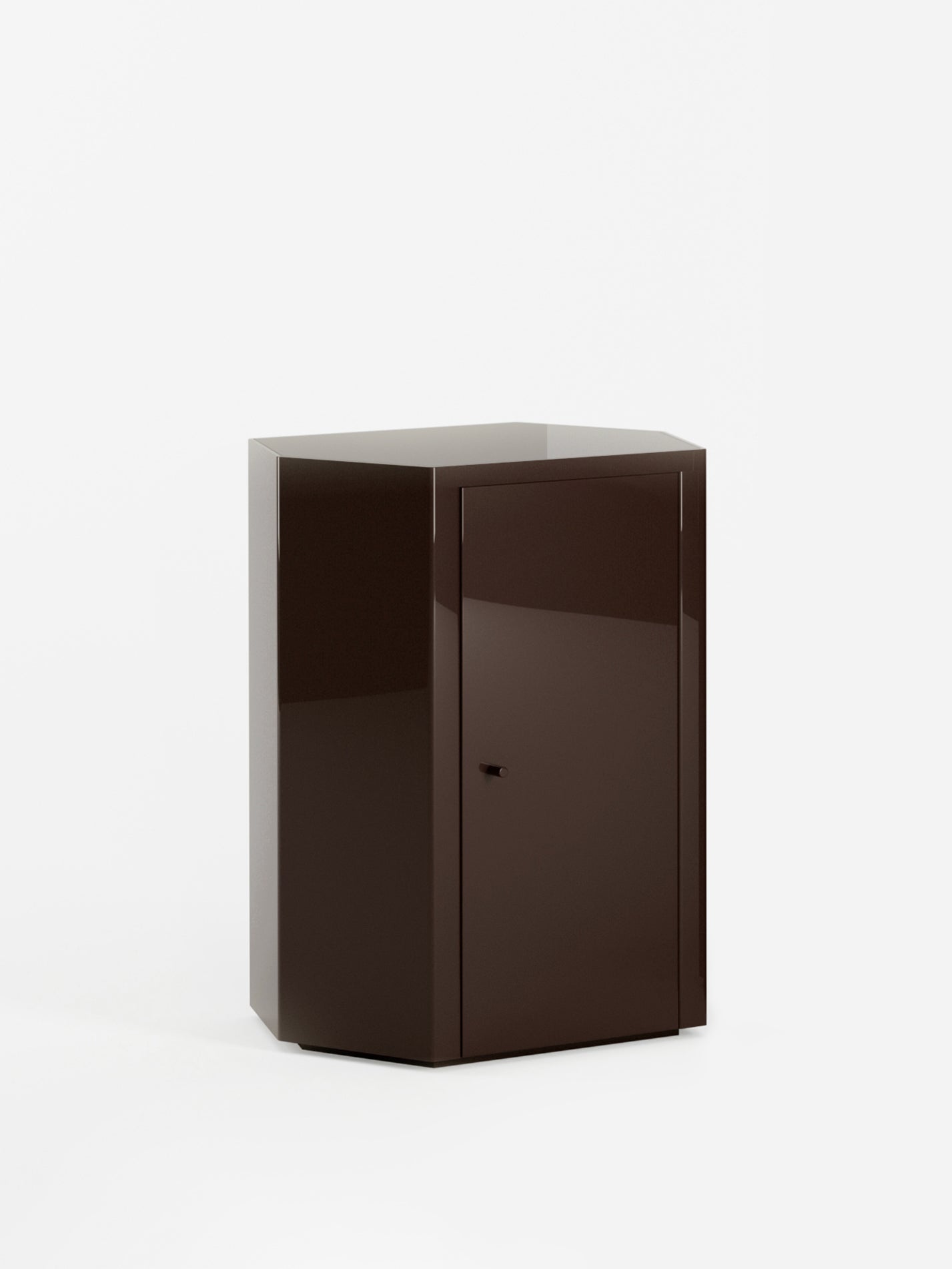 Park Lacquer Nightstand in Espresso Brown Right by Lemon Furniture