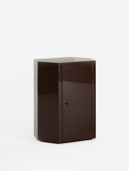 Park Lacquer Nightstand in Espresso Brown Right by Lemon Furniture