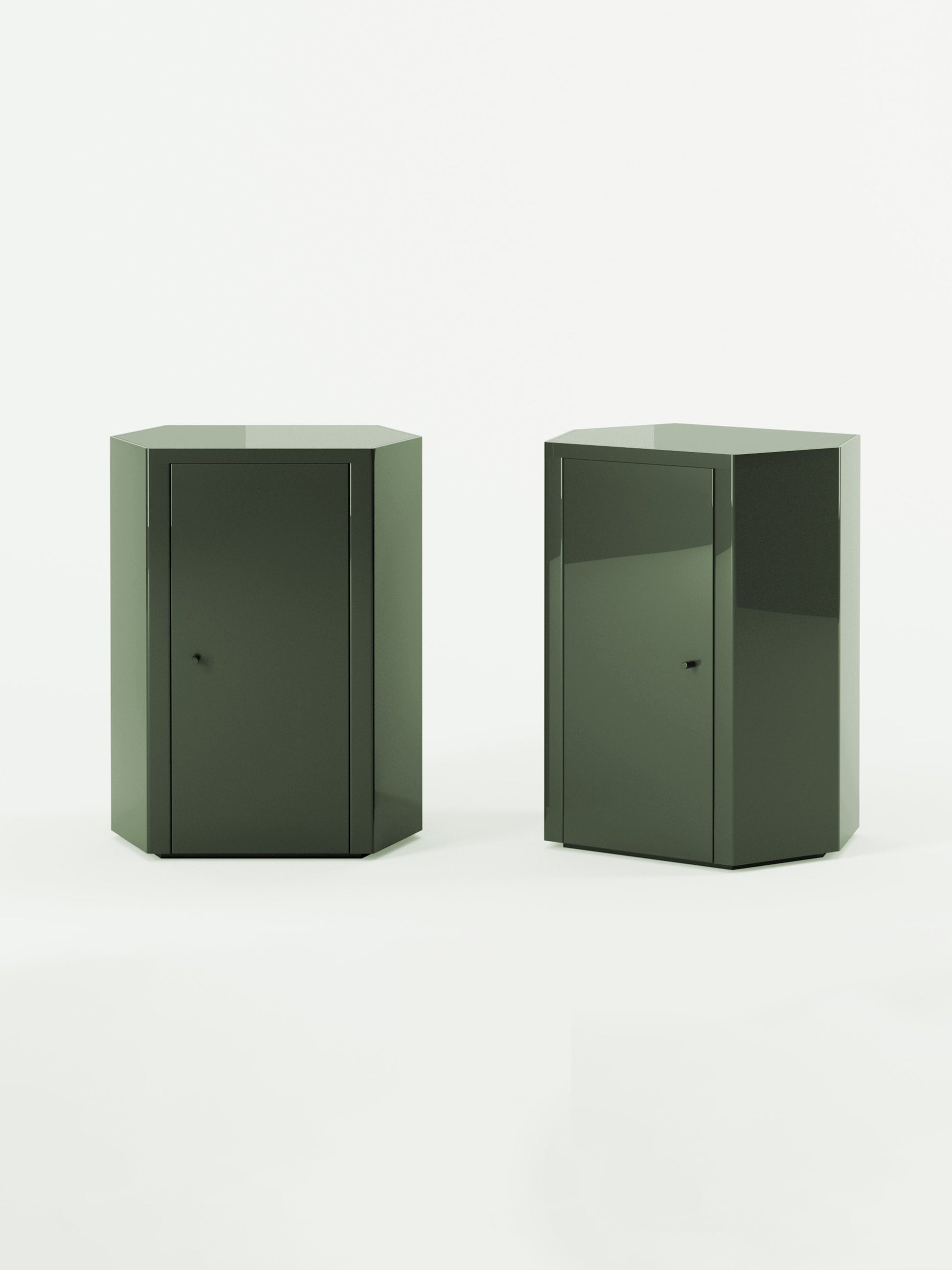 Park Lacquer Nightstand in Forest Green Pair by Lemon Furniture