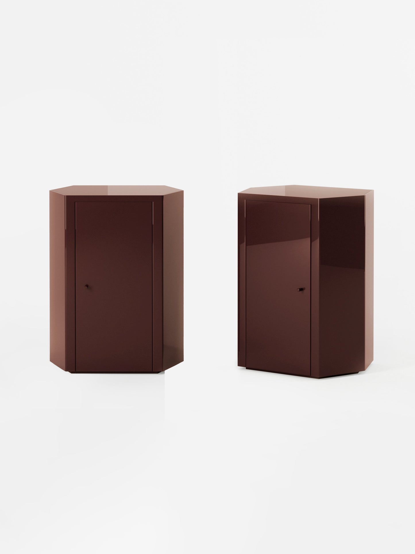 Park Lacquer Nightstand in Noir Oxblood Pair by Lemon Furniture