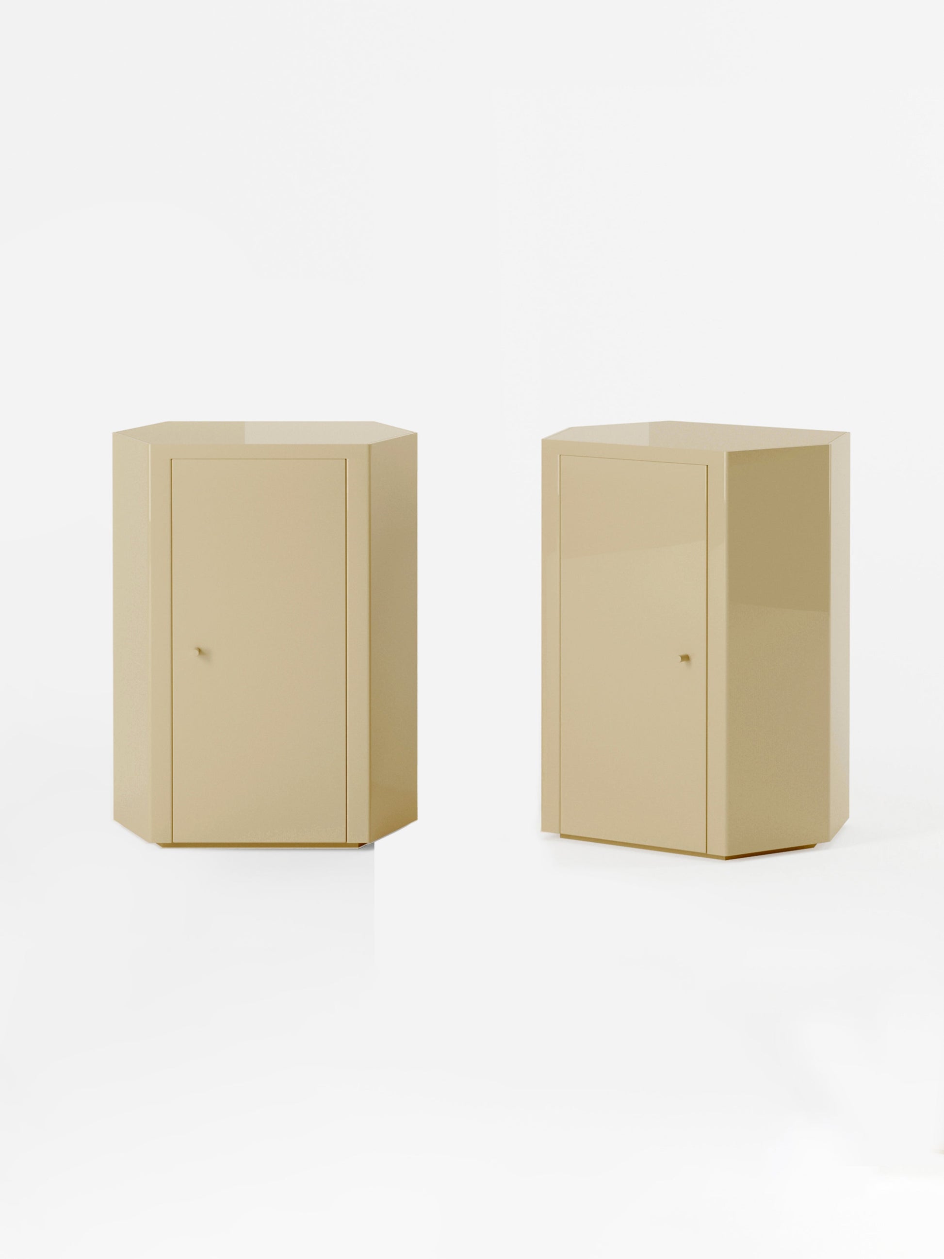 Park Lacquer Nightstand in Sand Beige Pair by Lemon Furniture