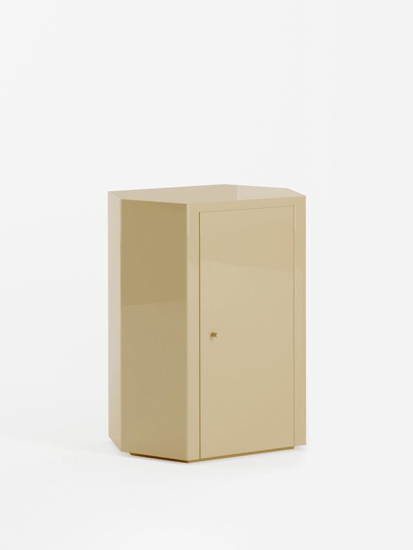 Park Lacquer Nightstand in Sand Beige Right by Lemon Furniture