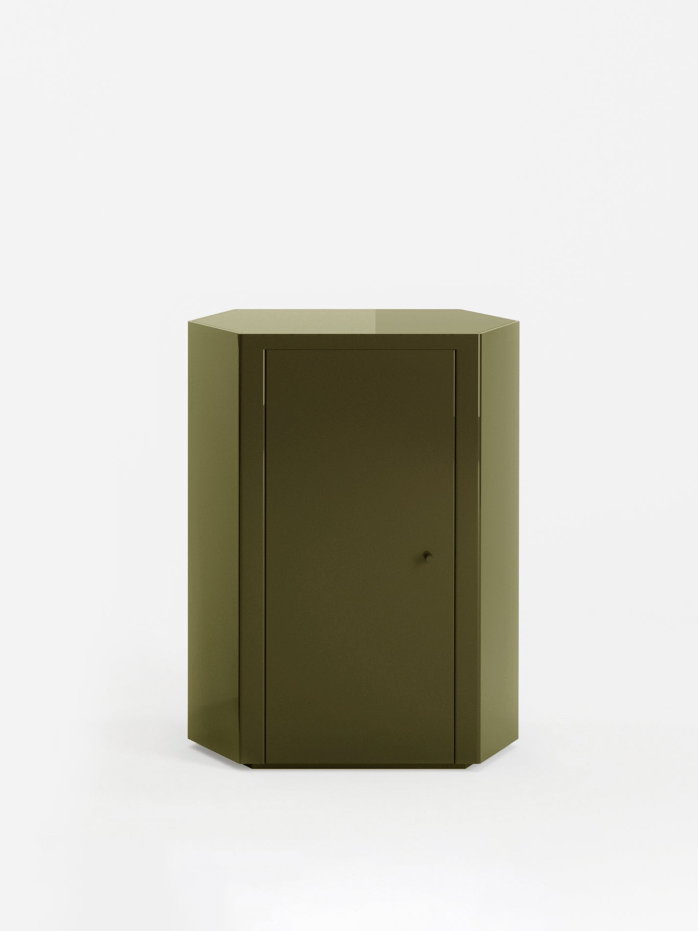 Park Lacquer Nightstand in Uniform Olive Green Left by Lemon Furniture