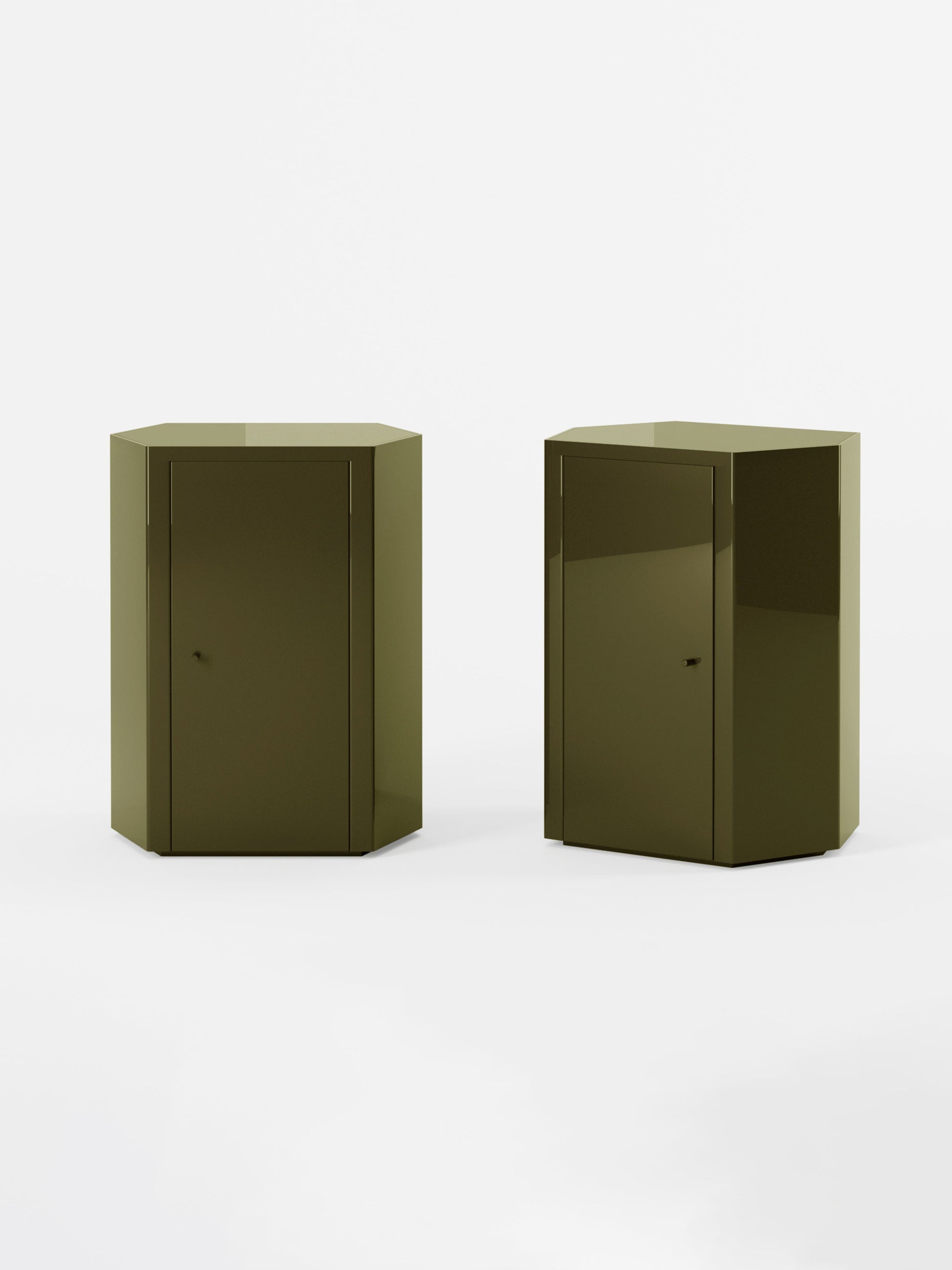 Park Lacquer Nightstand in Uniform Olive Green Pair by Lemon Furniture