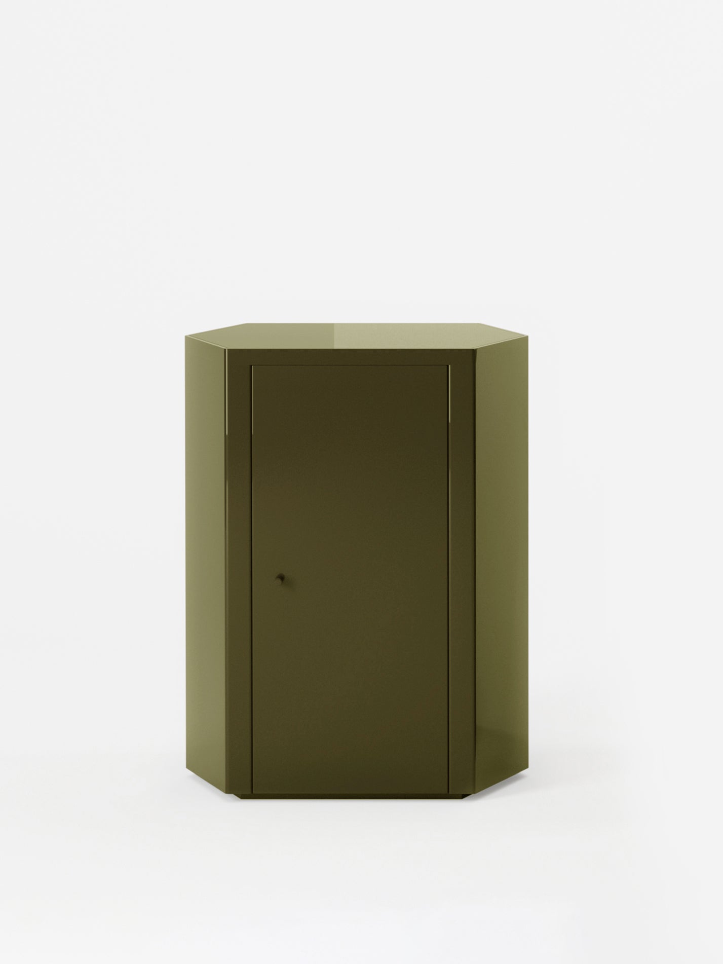 Park Lacquer Nightstand in Uniform Olive Green Right by Lemon Furniture