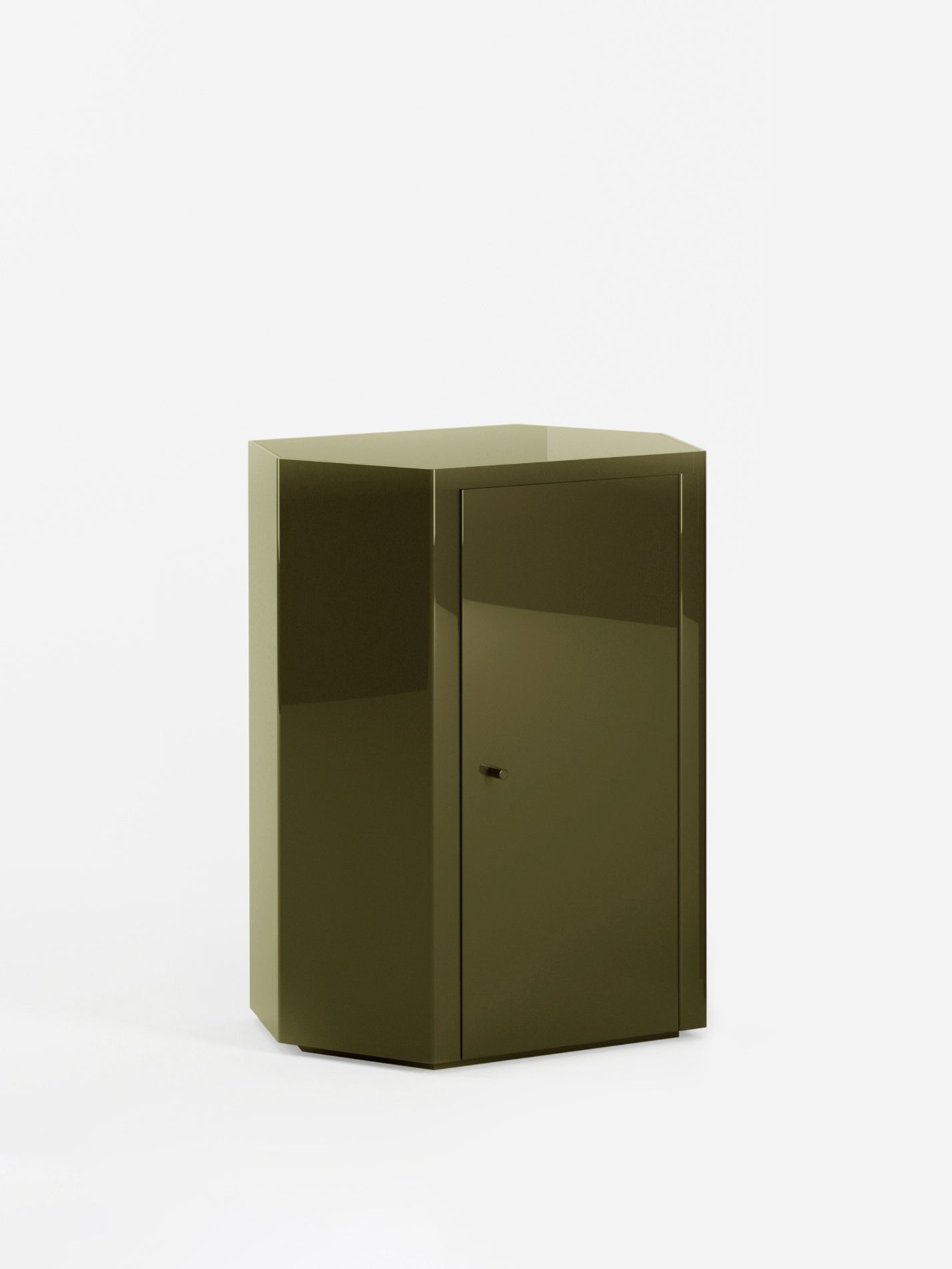 Park Lacquer Nightstand in Uniform Olive Green Right by Lemon Furniture