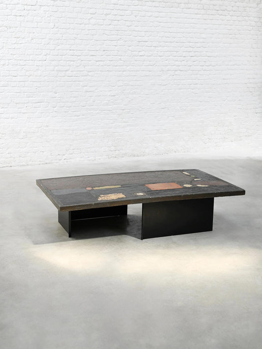 Paul Kingma, Dutch 1974 Slate, Stone and Brass Inlaid Coffee Table Coffee Tables
