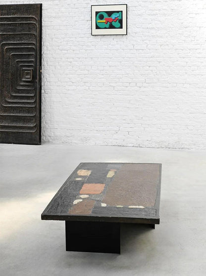 Paul Kingma, Dutch 1974 Slate, Stone and Brass Inlaid Coffee Table Coffee Tables