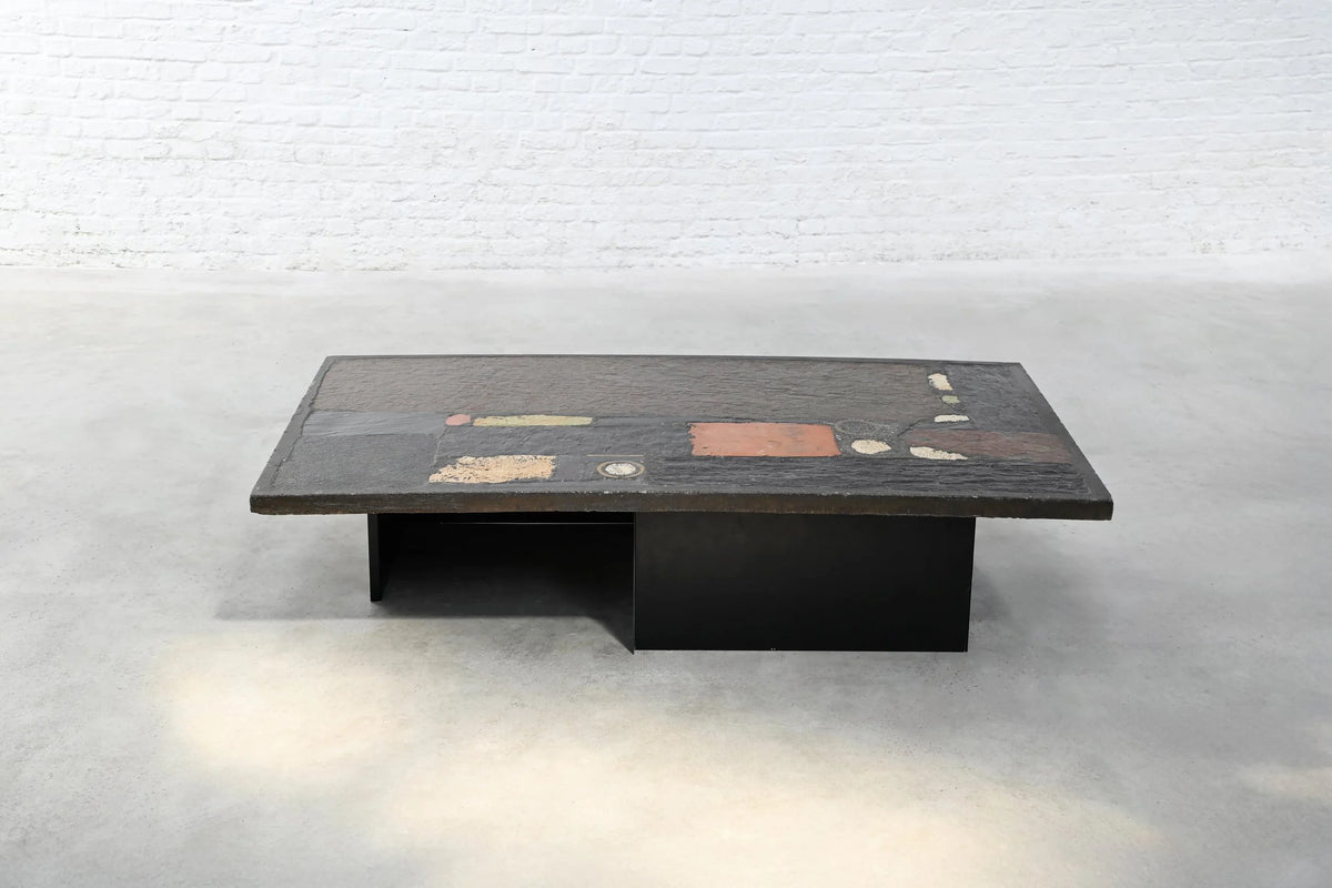 Paul Kingma, Dutch 1974 Slate, Stone and Brass Inlaid Coffee Table Coffee Tables