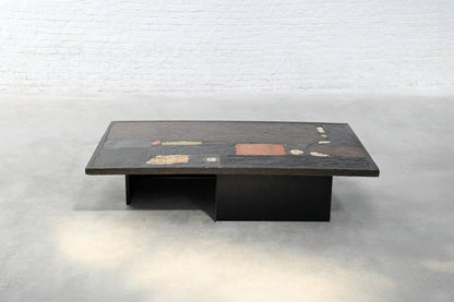 Paul Kingma, Dutch 1974 Slate, Stone and Brass Inlaid Coffee Table Coffee Tables