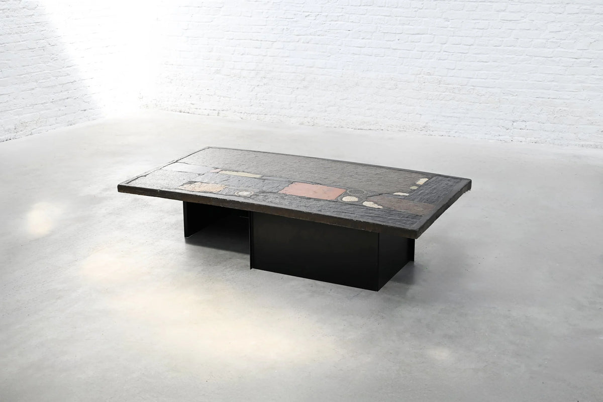 Paul Kingma, Dutch 1974 Slate, Stone and Brass Inlaid Coffee Table Coffee Tables