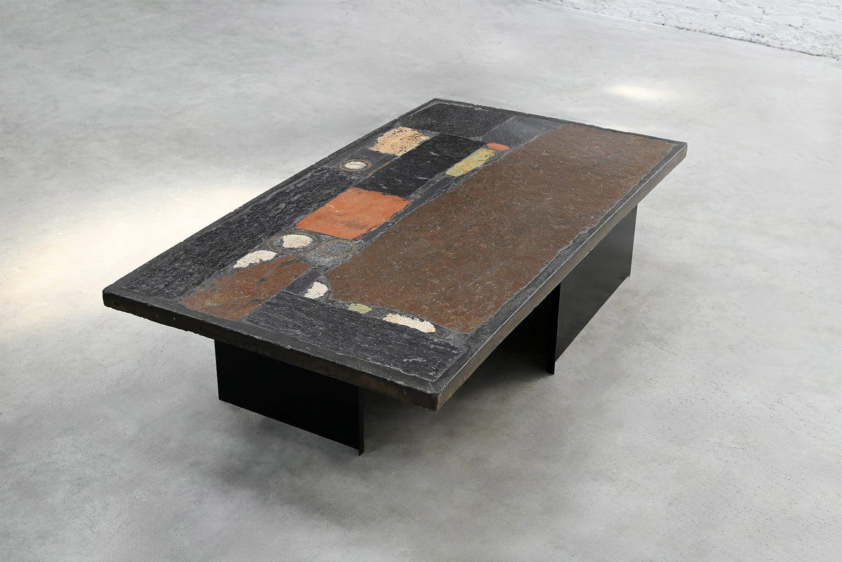 Paul Kingma, Dutch 1974 Slate, Stone and Brass Inlaid Coffee Table Coffee Tables