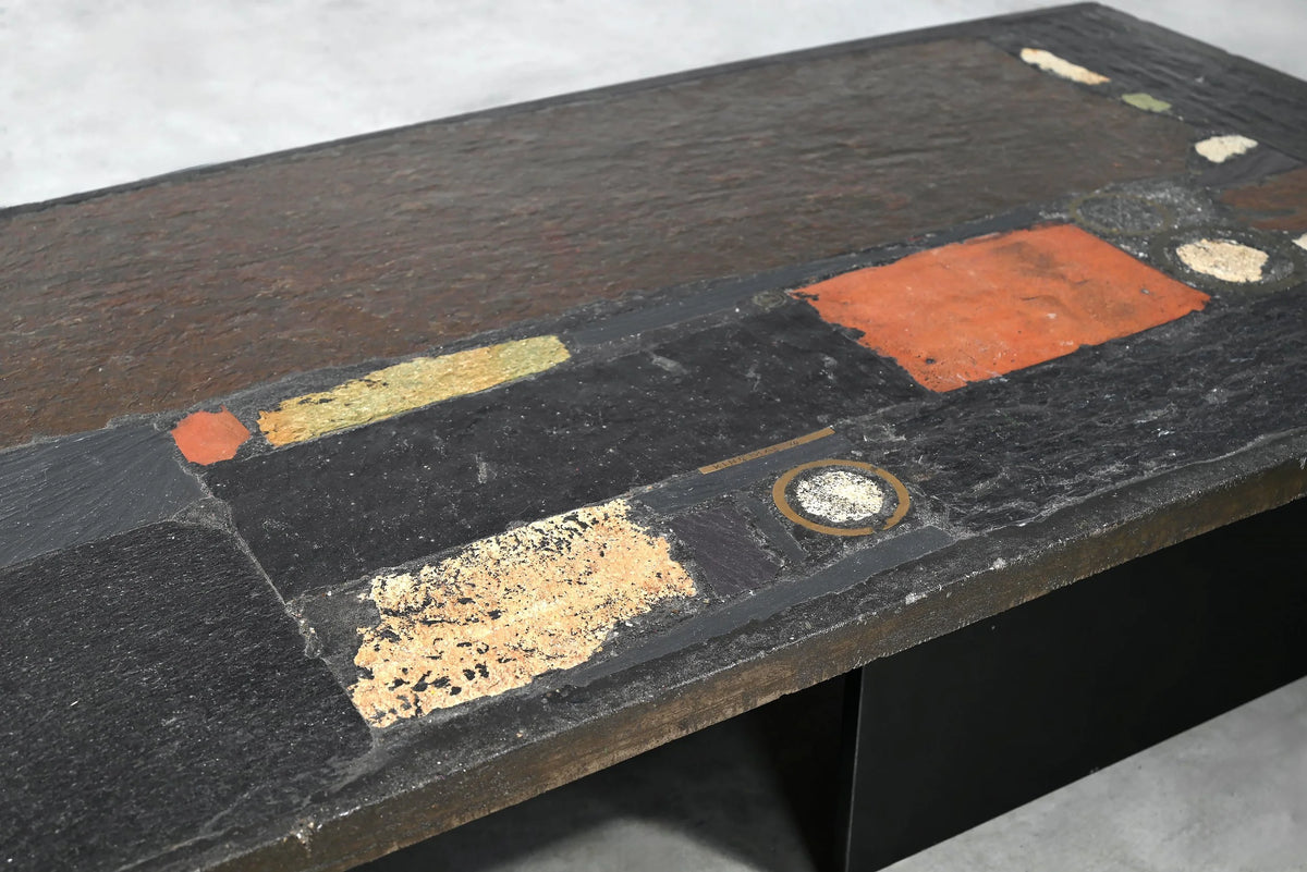 Paul Kingma, Dutch 1974 Slate, Stone and Brass Inlaid Coffee Table Coffee Tables