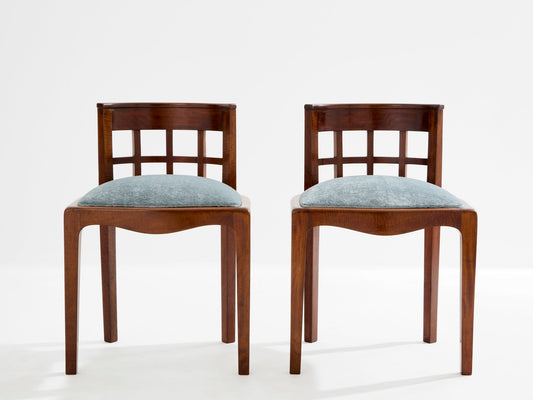 Paul T. Frankl Pair of Side Chairs with Curly Walnut Mohair Velvet, 1933 Dining Chairs