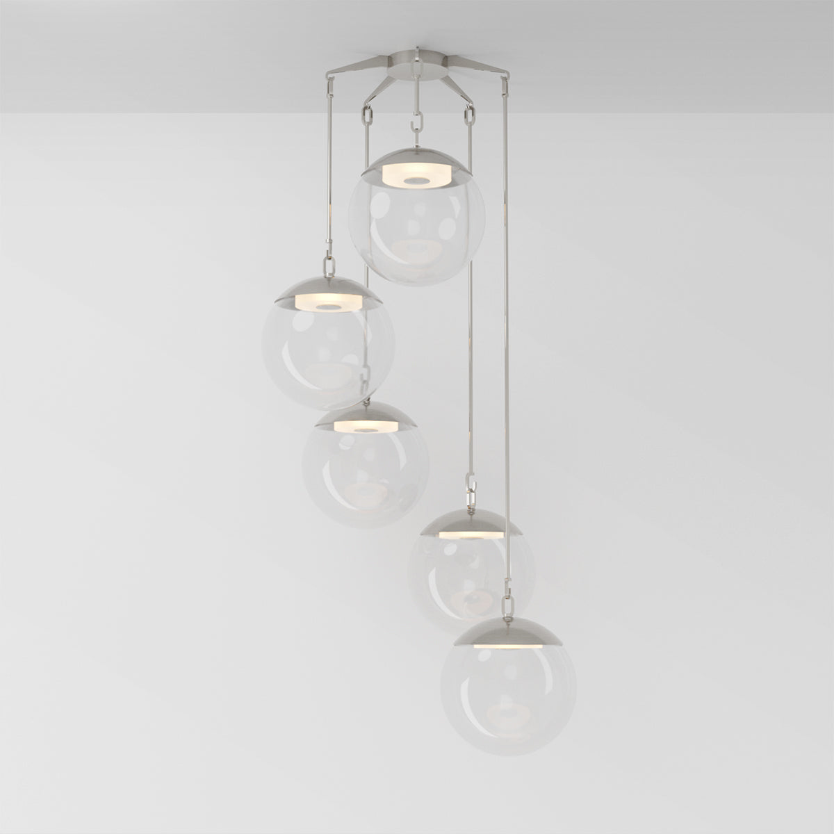 Penta 16 Chandelier in Brushed Nickel Clear Glass Chandeliers