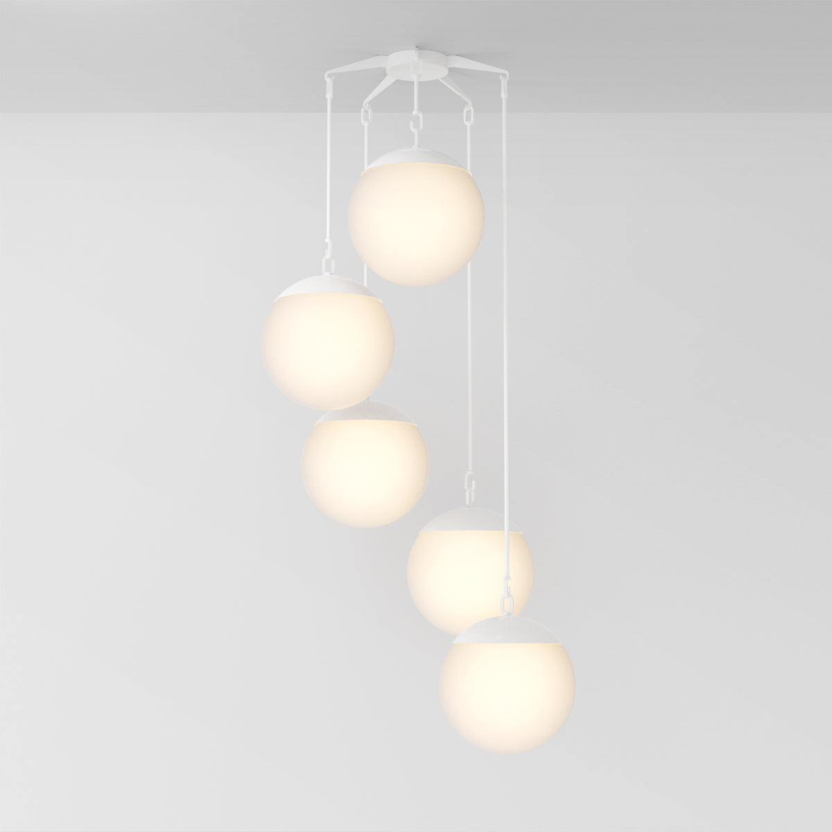 Penta 16 Chandelier in Matte White Opal Glass Chandeliers