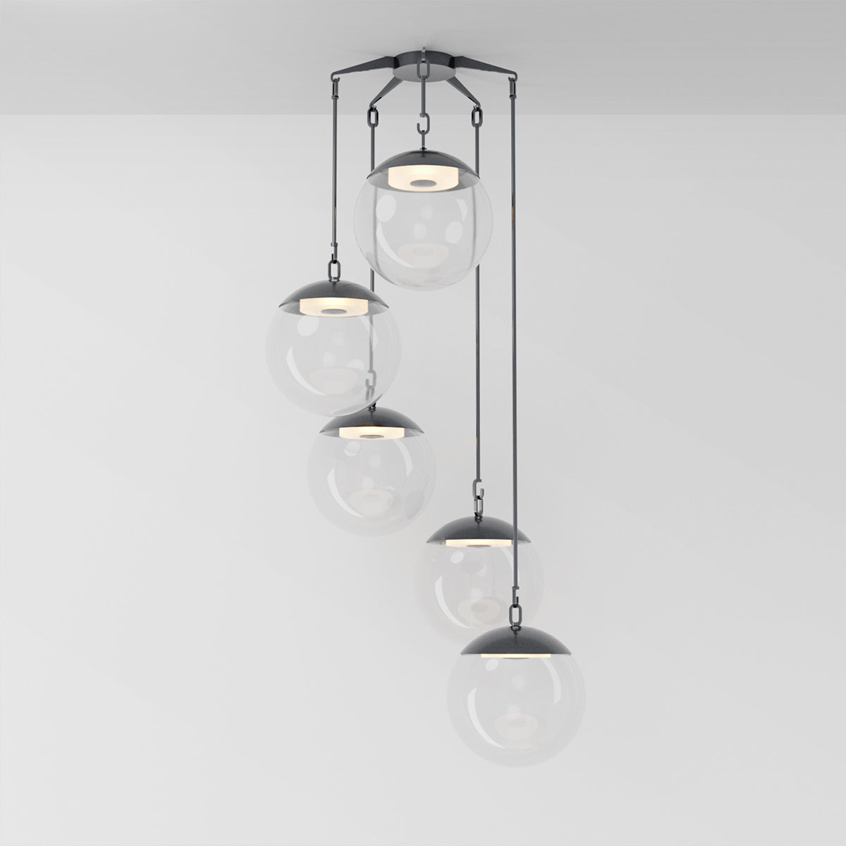 Penta 16 Chandelier in Pewter Clear Glass Chandeliers