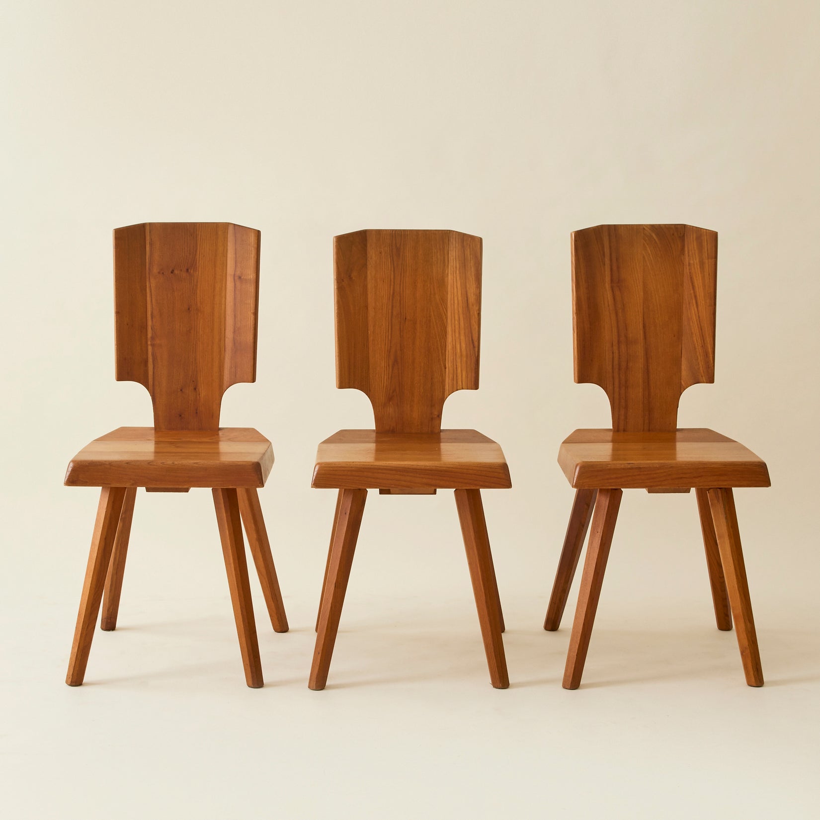 Pierre Chapo "S28" Solid Wood Elm Dining Chairs for Atelier Pierre Chapo, Set of 6, 1960's Dining Chairs