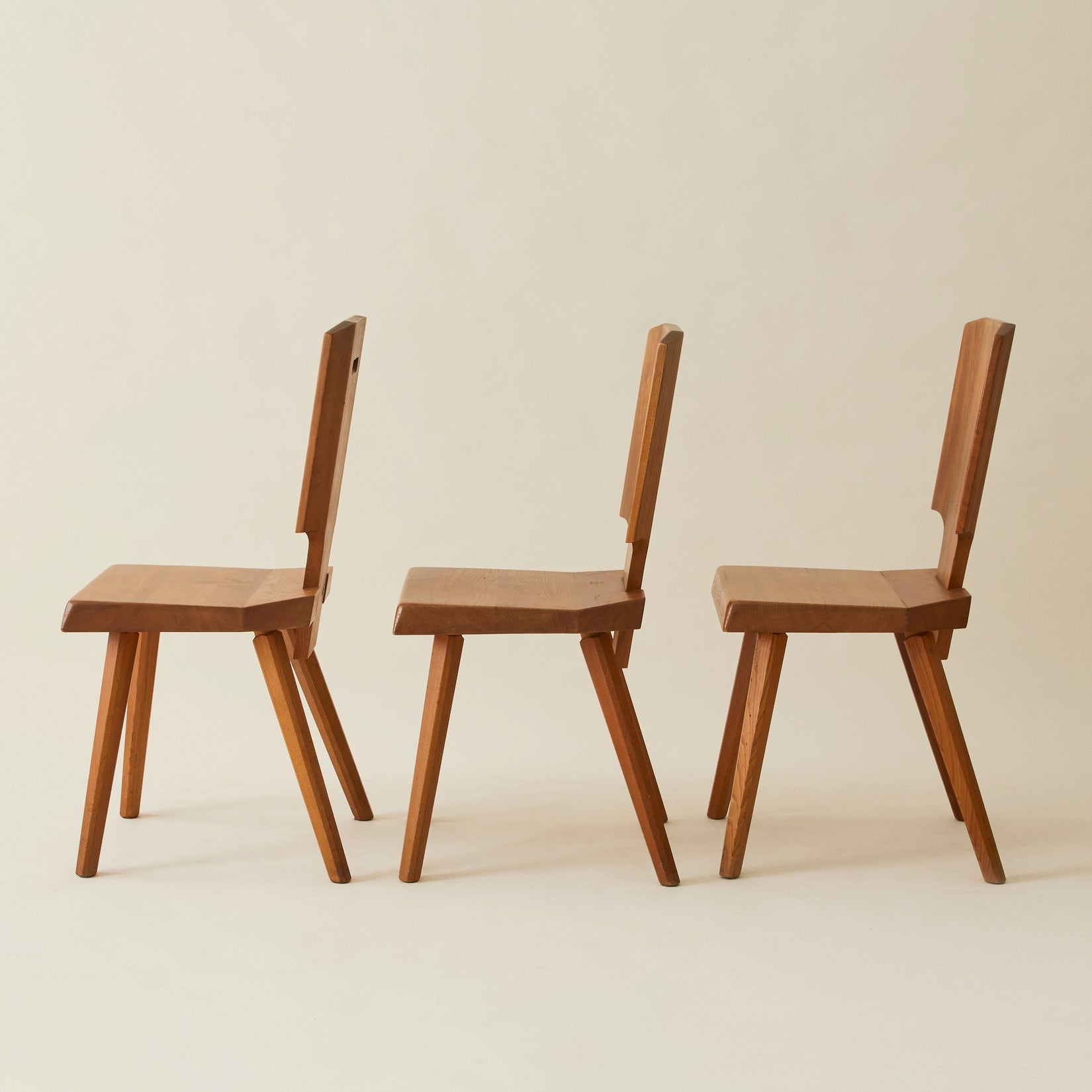 Pierre Chapo "S28" Solid Wood Elm Dining Chairs for Atelier Pierre Chapo, Set of 6, 1960's Dining Chairs