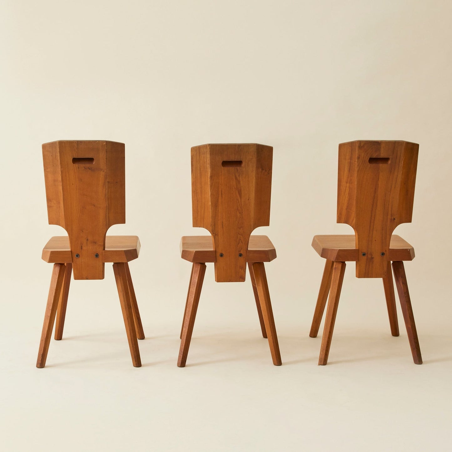 Pierre Chapo "S28" Solid Wood Elm Dining Chairs for Atelier Pierre Chapo, Set of 6, 1960's Dining Chairs