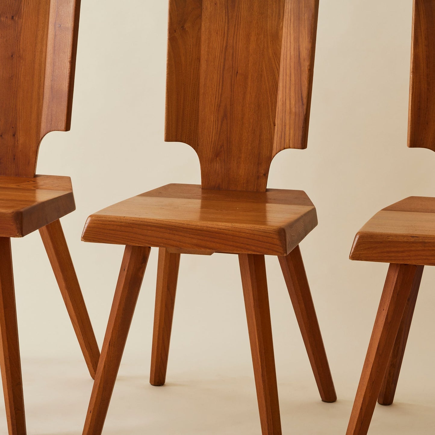 Pierre Chapo "S28" Solid Wood Elm Dining Chairs for Atelier Pierre Chapo, Set of 6, 1960's Dining Chairs