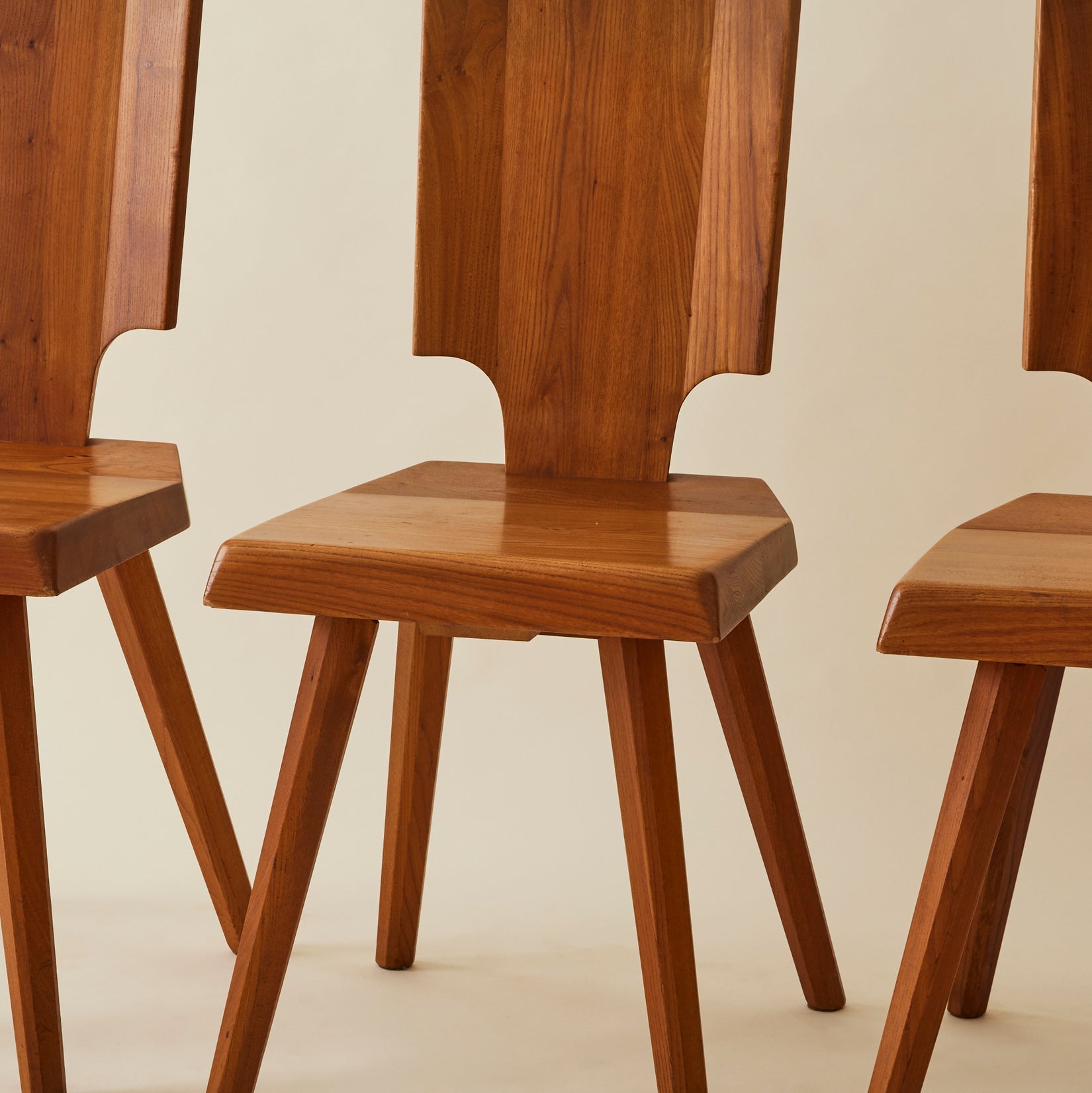 Pierre Chapo "S28" Solid Wood Elm Dining Chairs for Atelier Pierre Chapo, Set of 6, 1960's Dining Chairs