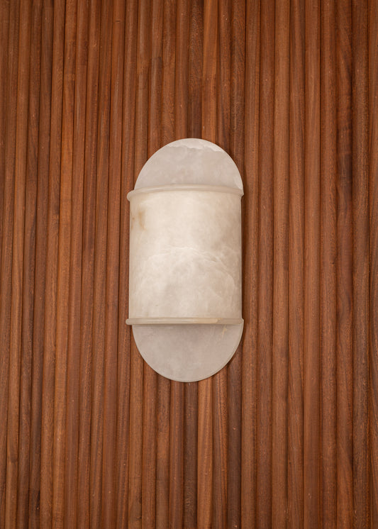 Pilolo Wall Light in White Alabaster by Simone & Marcel Sconces