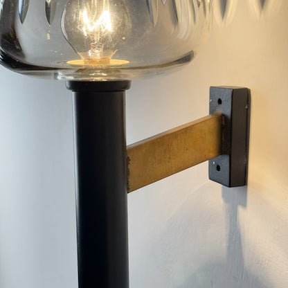 Poetic Cut-Glass Glow - Gardella Attrib. Brass Wall Sconce, 1950s Sconces