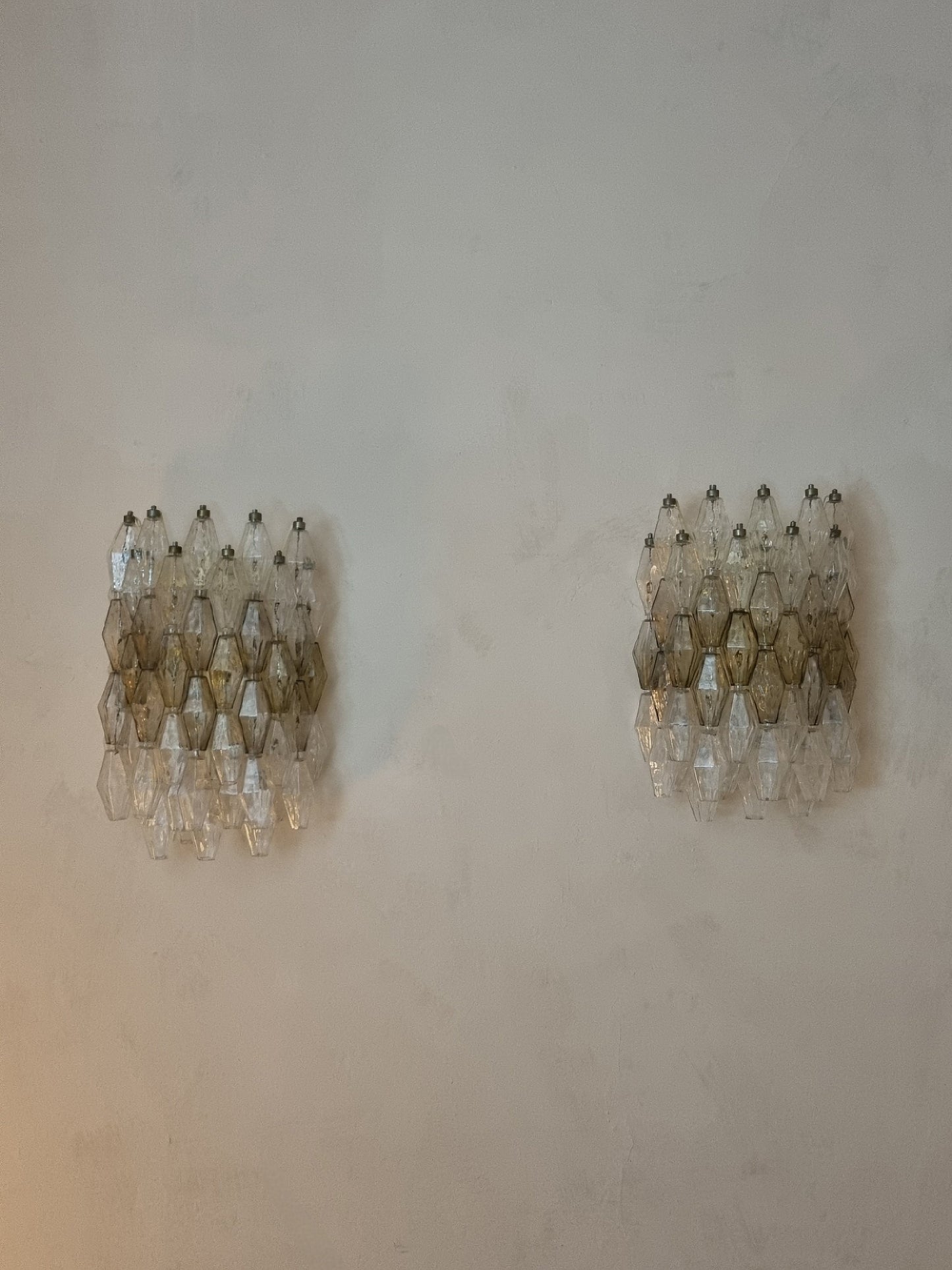 Poliedri Large Wall Sconces in Smoked Glass by Carlo Scarpa for Venini Sconces