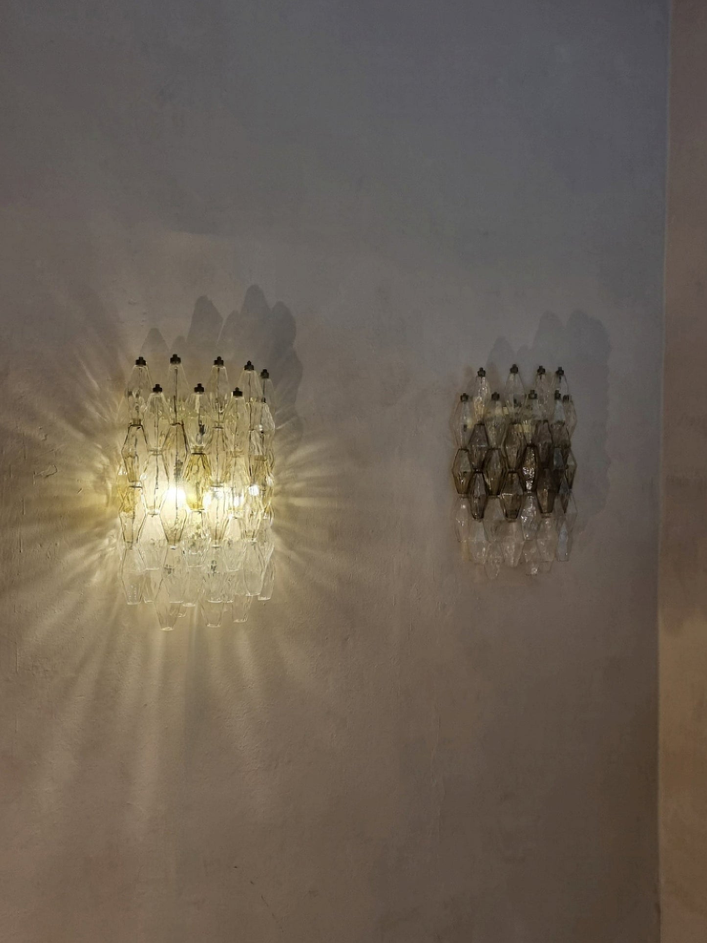 Poliedri Large Wall Sconces in Smoked Glass by Carlo Scarpa for Venini Sconces