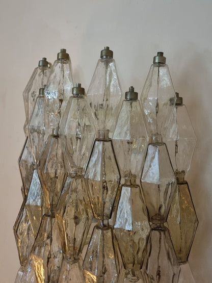 Poliedri Large Wall Sconces in Smoked Glass by Carlo Scarpa for Venini Sconces