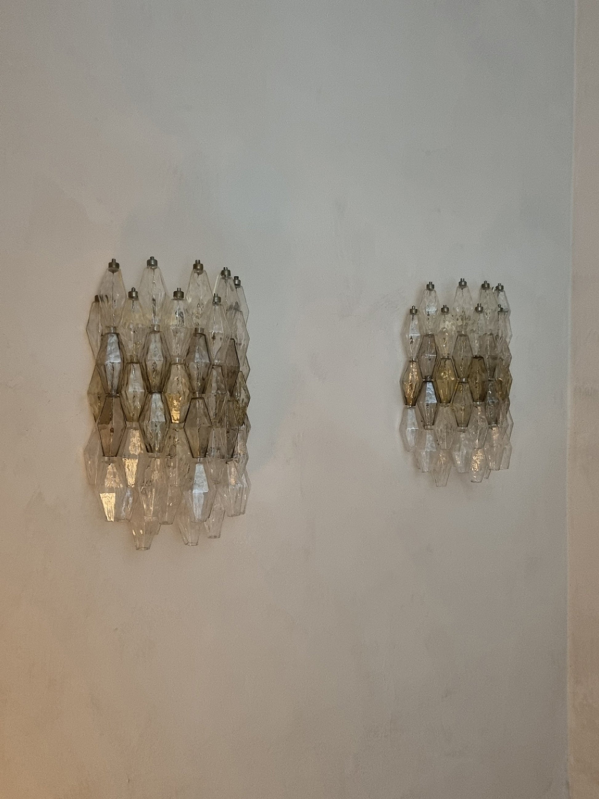 Poliedri Large Wall Sconces in Smoked Glass by Carlo Scarpa for Venini Sconces