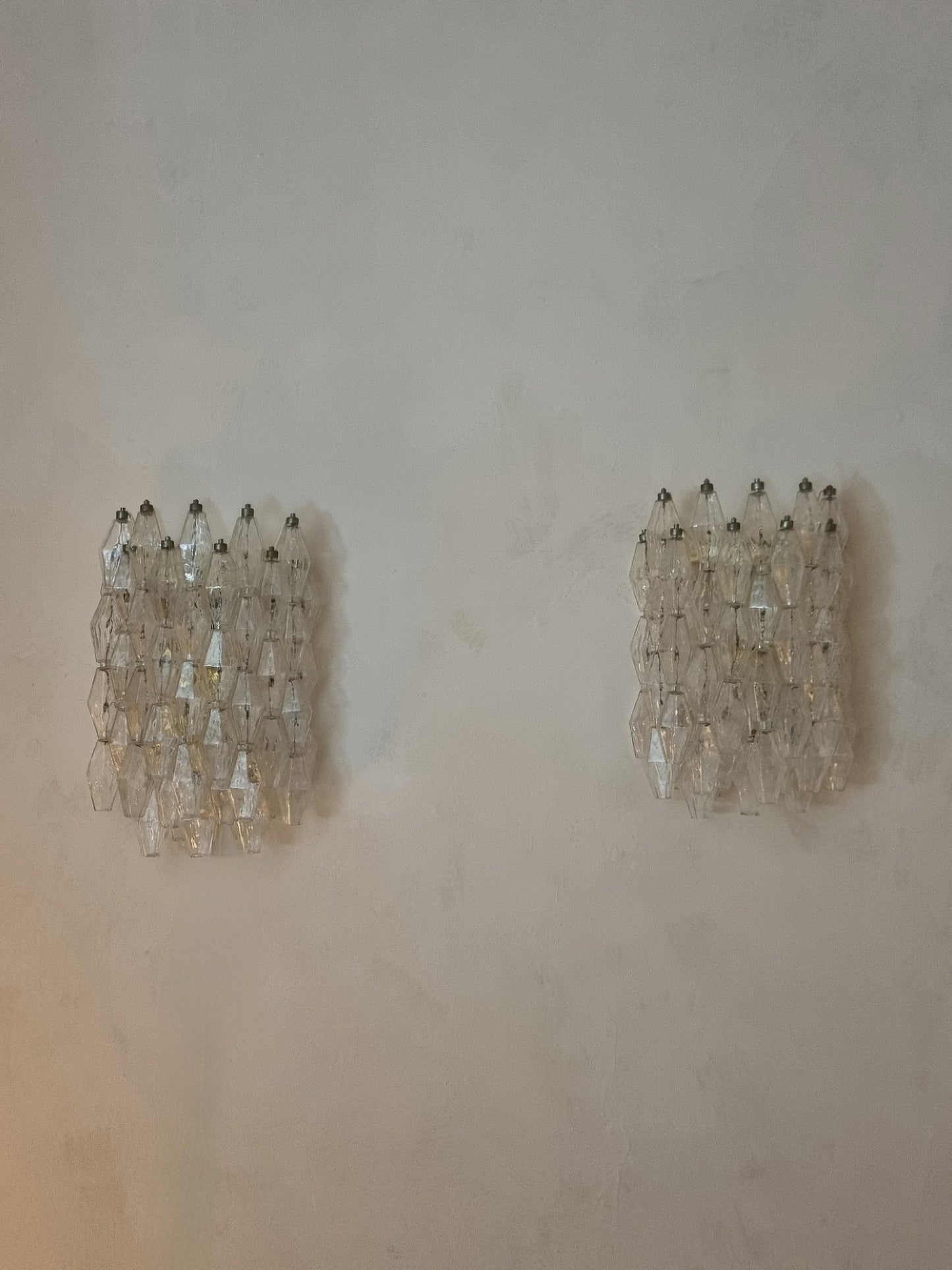 Poliedri Large Wall Sconces in Transparent by Carlo Scarpa for Venini Sconces