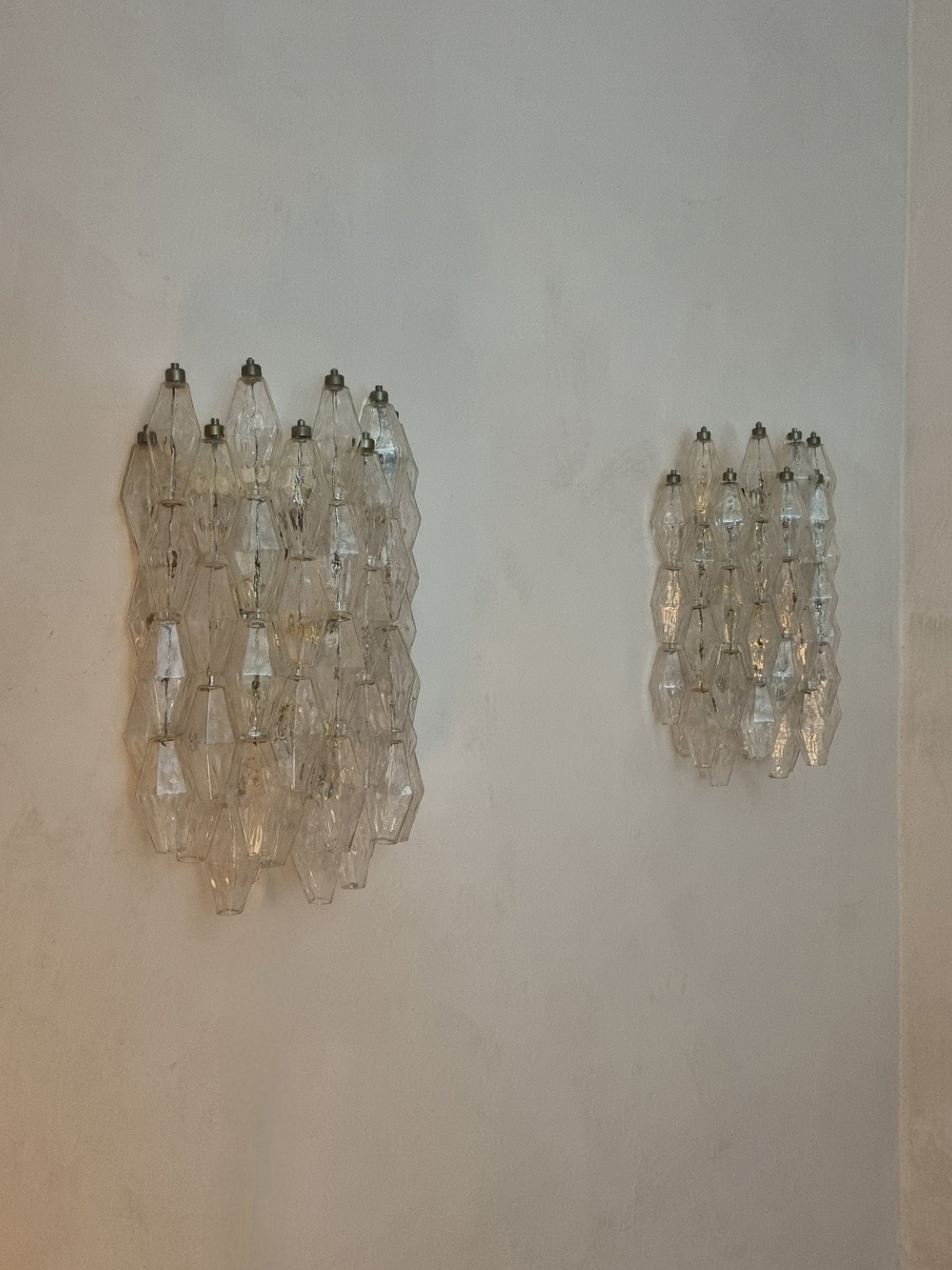 Poliedri Large Wall Sconces in Transparent by Carlo Scarpa for Venini Sconces