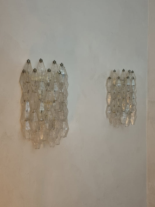 Poliedri Large Wall Sconces in Transparent by Carlo Scarpa for Venini Sconces