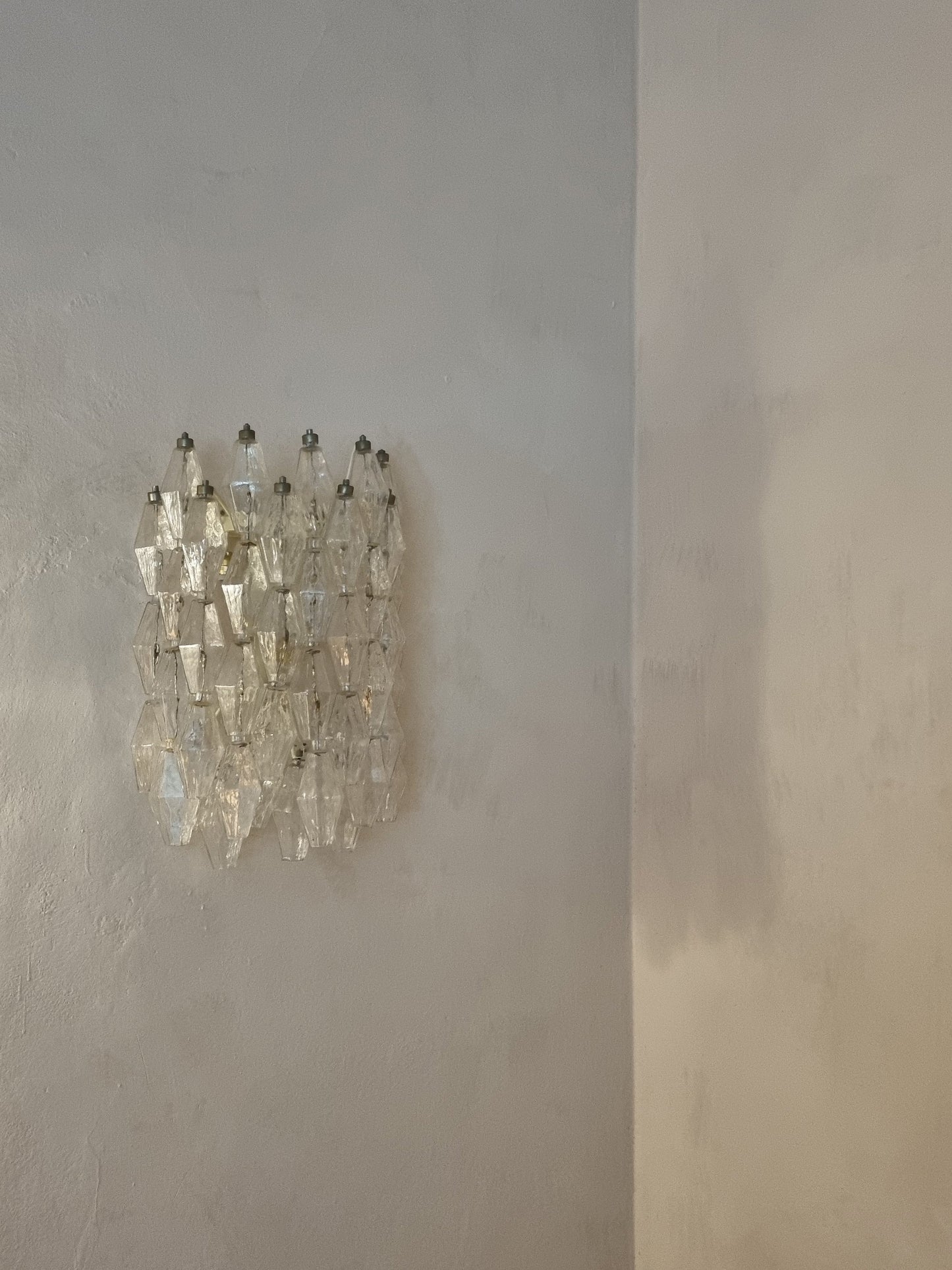 Poliedri Large Wall Sconces in Transparent by Carlo Scarpa for Venini Sconces