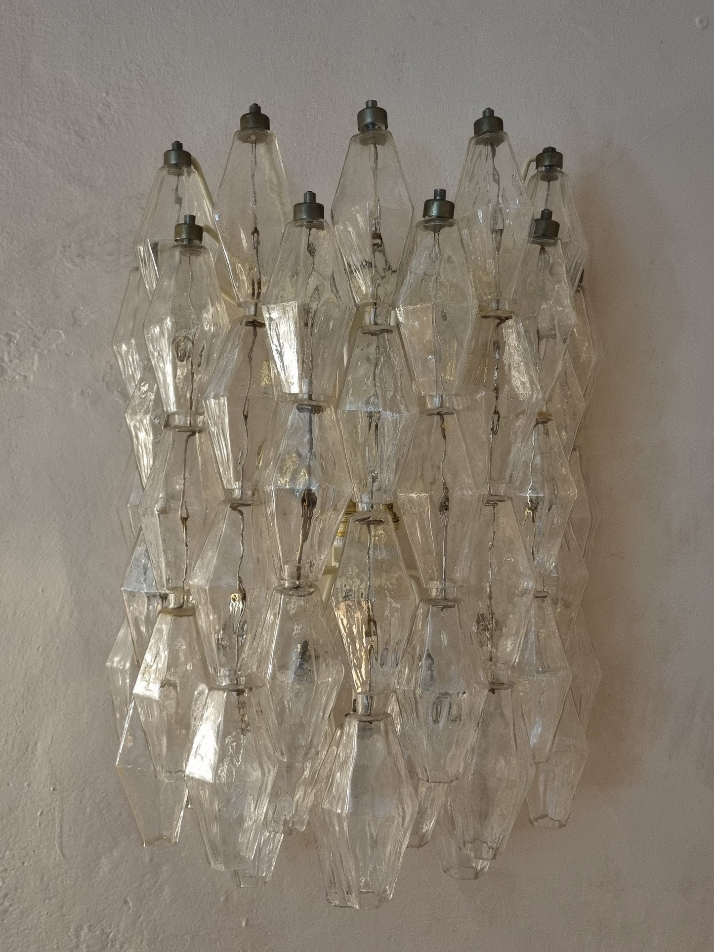 Poliedri Large Wall Sconces in Transparent by Carlo Scarpa for Venini Sconces