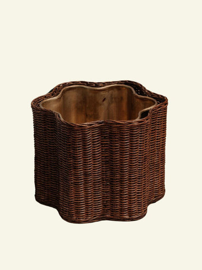 Poppy Rattan Waste Paper Bin, Small Wastebin