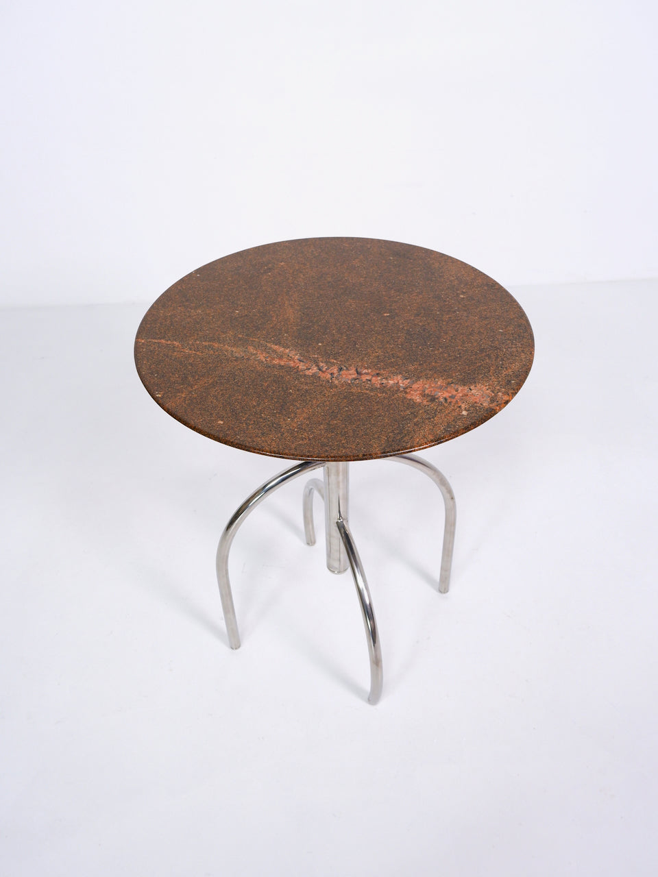 Postmodern Granite and Steel Side Table End Tables