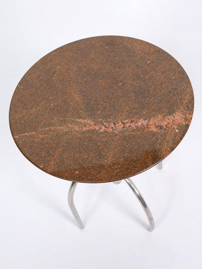 Postmodern Granite and Steel Side Table End Tables