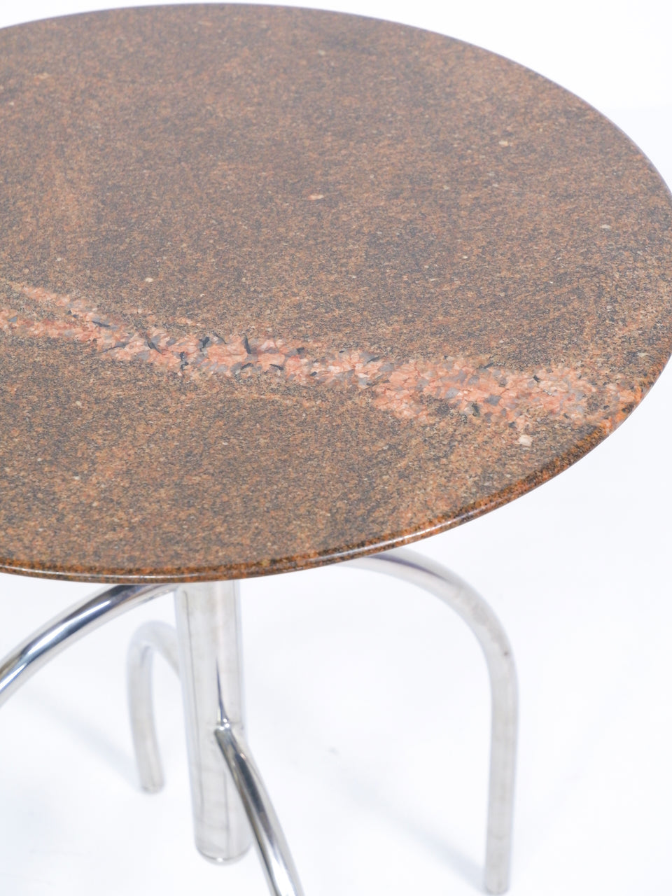 Postmodern Granite and Steel Side Table End Tables