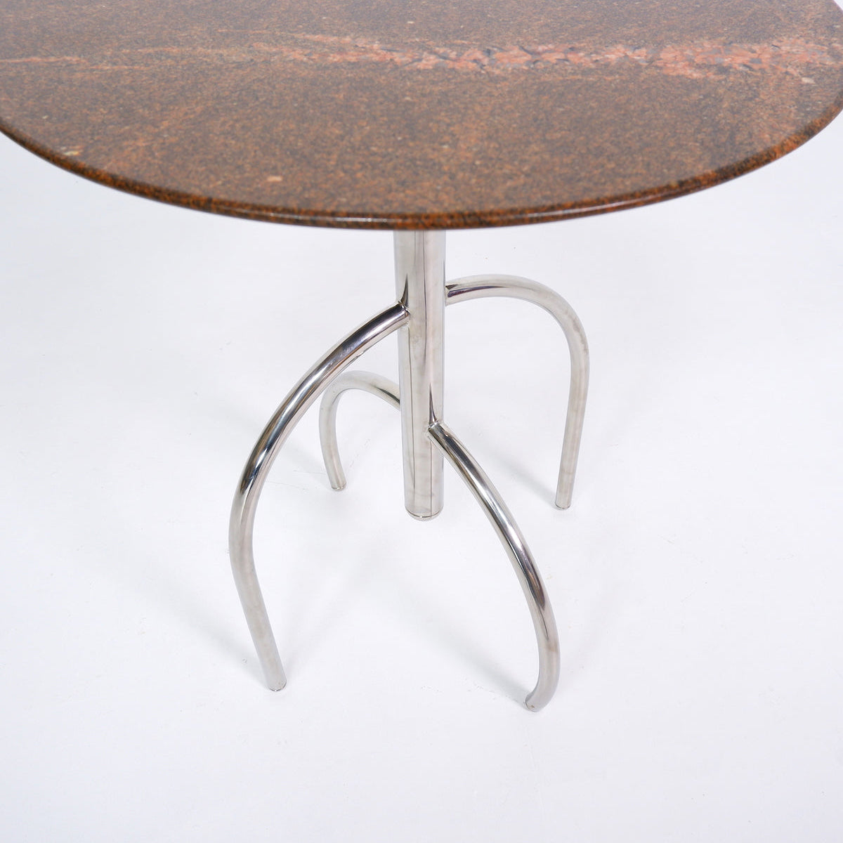 Postmodern Granite and Steel Side Table End Tables