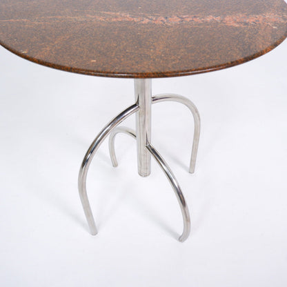 Postmodern Granite and Steel Side Table End Tables