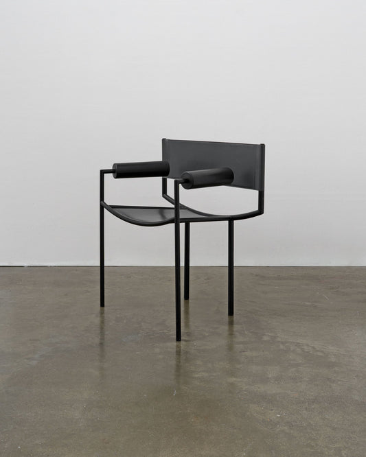 Postmodern Leather and Steel Chair, ca. 1980 Chairs